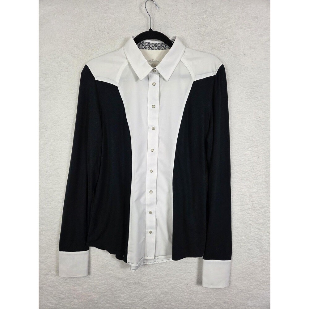 Chestnut Bay Spirit Shirt Womens L Black White Colorblock Equestrian Show Riding